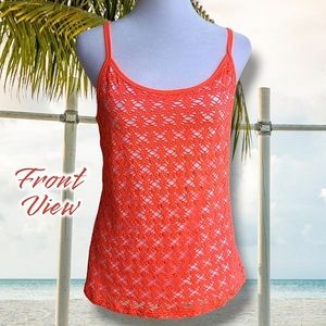Inspired Hearts Neon Coral Crochet Camisole Top Size Large (NWT)